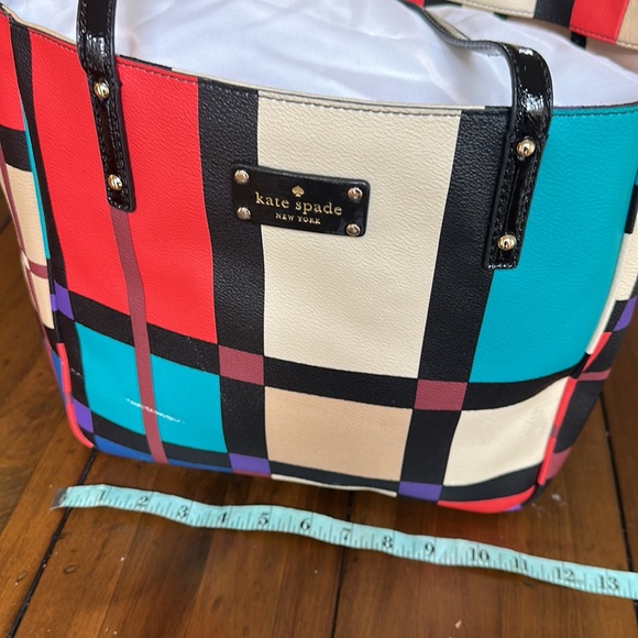 Kate Spade Colorblock Leather Tote Patent Leather Handles - Picture 5 of 14